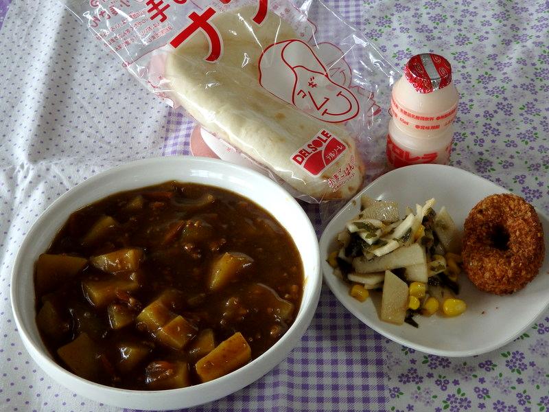 ナン　ひき肉と野菜のカレー